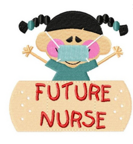 TIS Future Nurse Asian Girl Stick Kid Embroidery