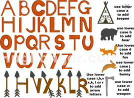 HL Tribal Font (Uppercase) BX files HL2223 embroidery files