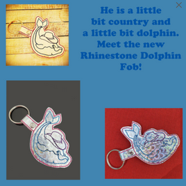 HL ITH Rhinestone Dolphin Fob HL2523 embroidery file