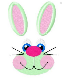 TIS Mint bunny face embroidery design