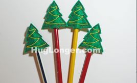HL ITH Tree Pencil Toppers embroidery file HL1077 Christmas Holiday Favor