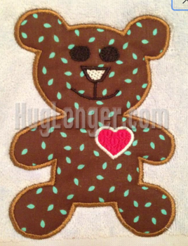 HL Brown Bear Applique Teddy Bear Embroidery Digital Design