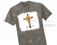 DADG John 3:16 Wooden Cross with Sunflowers - Sublimation PNG