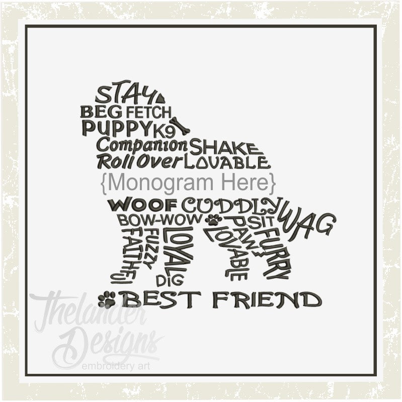 TD - Large Dog Word Art Monogram Frame