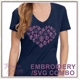 TD - T1839 Fleur Heart Embroidery and SVG files Combo