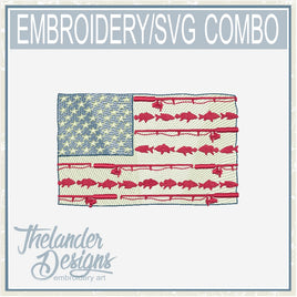 TD - T1860 Fishing Flag Embroidery SVG Combo
