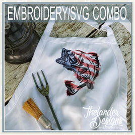 TD - T1861 Patriotic Fish Embroidery SVG Combo