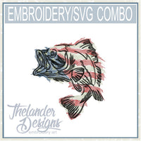 TD - T1861 Patriotic Fish Embroidery SVG Combo
