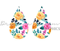 DADG Floral pattern for Teardrop Earrings Design  - Sublimation PNG