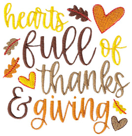 BCE Hearts Full Of Thanks And Giving Thanksgiving Saying