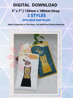 USS ITH Pouch – 3 Designs  ‘Lady Mary’ Dress & Headband Applique – Fringe or Stitched Skirt/Plain Shaped Opening
