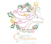 EC Unicorn Christmas Clipart, SVG, Sublimation