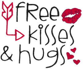 BCD Valentines Free Hugs and Kisses Saying