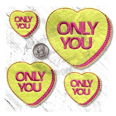 YTD  Candy Heart Only You Valentines felties