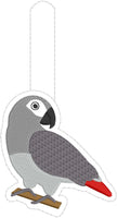 DBB African Grey Parrot snap tab In the Hoop embroidery design