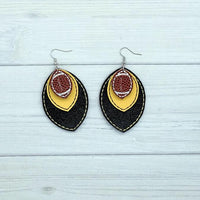 DBB Football Stitching Layers Earrings and Pendant embroidery design for Vinyl and Leather