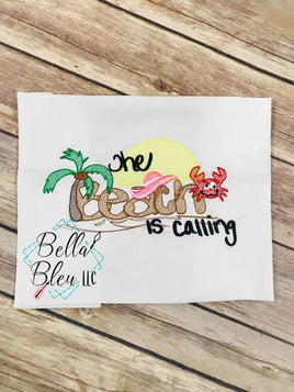 BBE - Sketchy "Beach is Calling " saying embroidery design