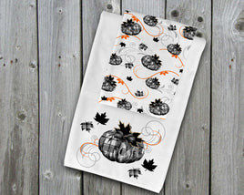 TSS Pumpkin White & Black Plaid Hand towel set sublimation design