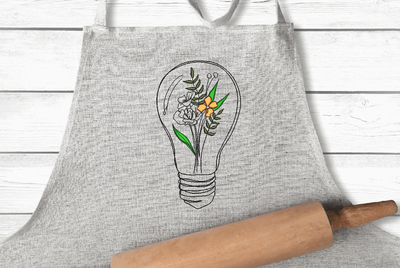 OE Light Blub with Flowers Embroidery Design
