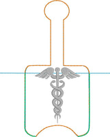DBB Caduceus Hand Sanitizer Holder Snap Tab Version In the Hoop Embroidery Project 2 oz DT for 5x7 hoops