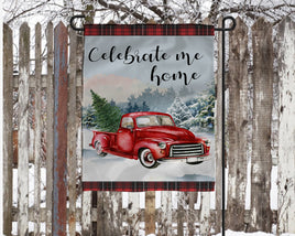 TSS Celebrate Me Home Red Truck Christmas flag sublimation design