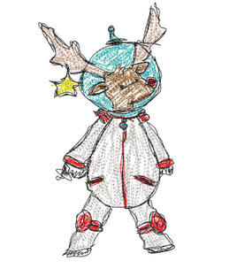 BBE Comet the Outer space Christmas Reindeer Scribble