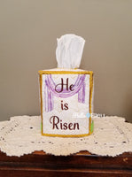 BBE ITH Easter He is Risen Cross Tissue Box Cover