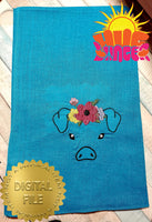 Embroidered Pig With Flowers HL5789 embroidery files