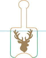 DBB Deer Head Hand Sanitizer Holder Snap Tab Version In the Hoop Embroidery Project 2 oz DT for 5x7 hoops