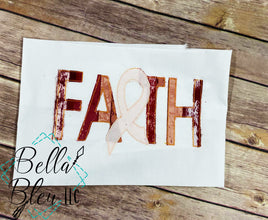 Faith Ribbon Cancer Awareness Bean stitch