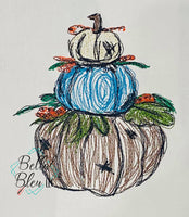 BBE Stacked Pumpkins Fall Harvest Scribble Sketch