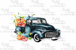 TSS Fall Vintage Teal Truck with Pumpkin sublimation design