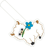 DBB Alpaca with flower snap tab embroidery design
