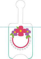 DBB Flowers and Pearls Monogram Hand Sanitizer Holder Snap Tab Version In the Hoop Embroidery Project 3 oz DT for 5x7 hoops