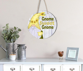 TSS Gnome Sweet Gnome Yellow Round Door Sign sublimation design