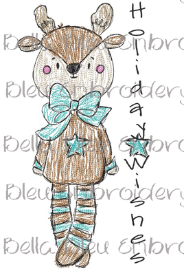 BBE Christmas Reindeer Holiday Wishes Scribble