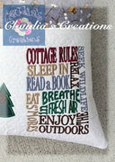 CC Cottage Rules 2 Embroidery Saying, Sleep in, Read a Book, Enjoy the Outdoors