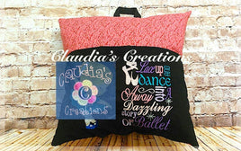 CC Lace Up and Dance Subway Art Embroidery Saying, Ballet Pocket Pillow Saying, Reading Pillow