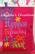 CC Happiness is Reading Subway Art Embroidery Saying, Pillow Saying, Happiness Verse, Pocket Pillow