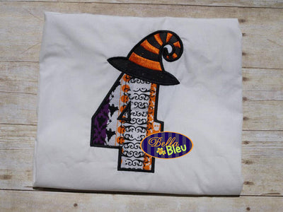 BBE - #4 Topped with A Halloween Witches Hat Applique - 3 Sizes!