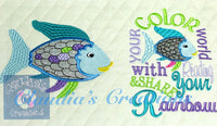 CC Colorful Fish Complete Embroidery Pillow Design
