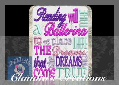 Ballerina Dreams Embroidery Saying