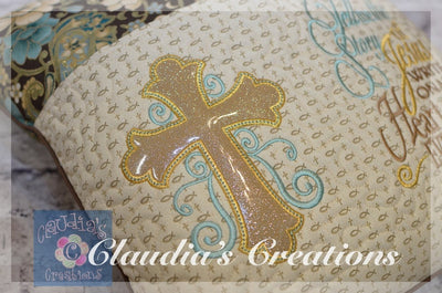 Swirly Cross Embroidery Appliqué design, Christian Cross Embroidery Design, Cross Appliqué