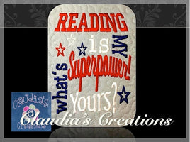 CC Reading is My Superpower Subway Word Art Embroidery Saying