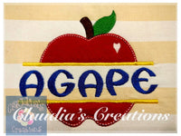 Split Apple Embroidery Appliqué design, School Teacher Embroidery Design, apple Appliqué