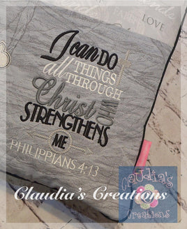CC I can do all things through Christ Embroidery Saying, Christian Philippians 4:13