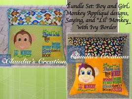 CC Monkey Bundle: Boy and Girl Monkey Appliqué designs