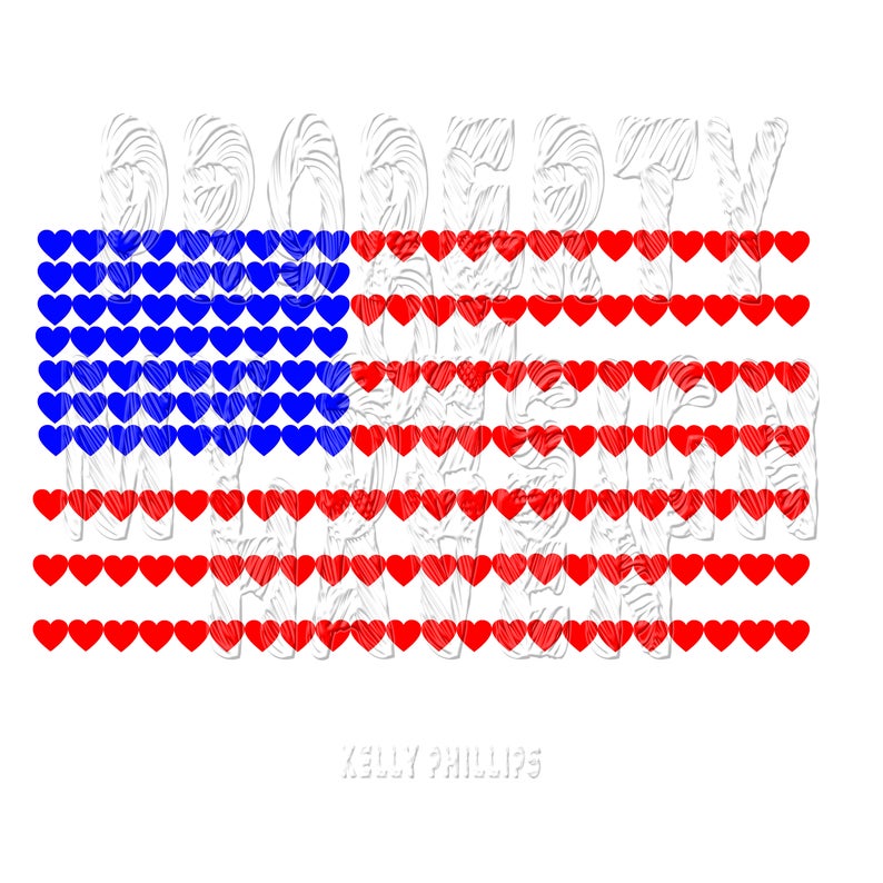 MDH American Flag with Hearts SVG