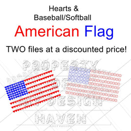 MDH American Hearts/Baseball Flags SVG
