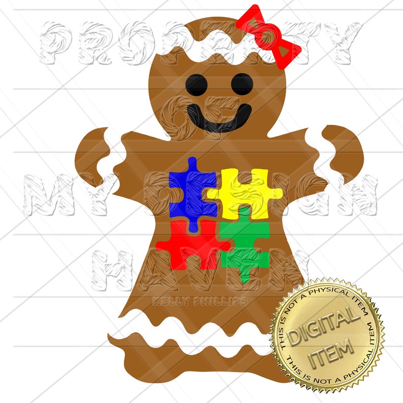 MDH Autism Awareness Gingerbread Girl SVG
